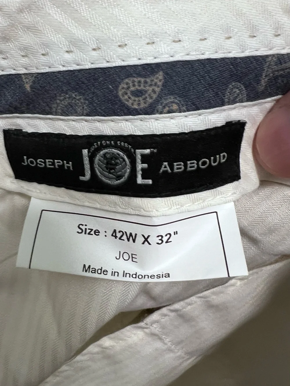 (2) Joseph Abboud Linen-Blend Dress Pants, slim-fit, WHITE & TAN 42x32